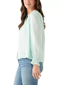 Women's Long Sleeve Smocked Button Up Shirt