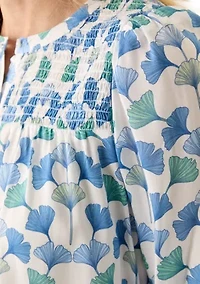 Women's Long Sleeve Smocked Button Up Shirt