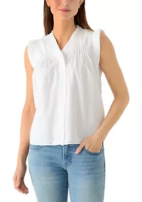 Women's Sleeveless Ruffle Neck Top
