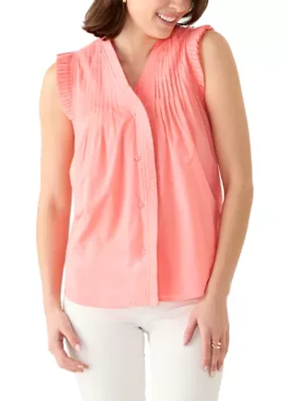 Women's Sleeveless Ruffle Neck Top