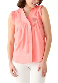 Women's Sleeveless Ruffle Neck Top