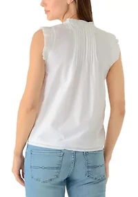 Women's Sleeveless Ruffle Neck Top