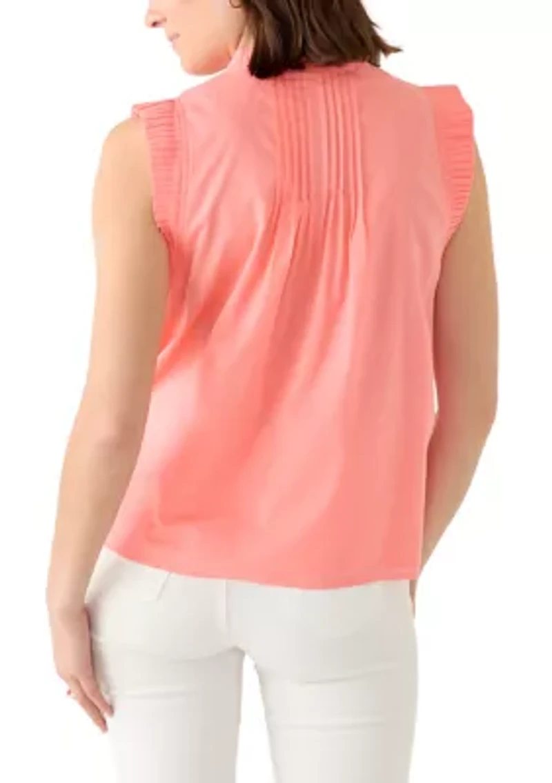 Women's Sleeveless Ruffle Neck Top