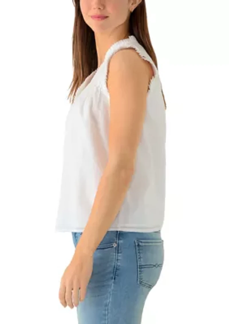 Women's Sleeveless Ruffle Neck Top