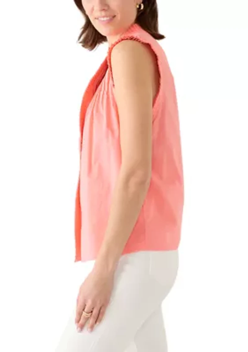 Women's Sleeveless Ruffle Neck Top