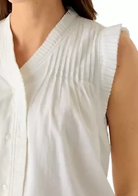 Women's Sleeveless Ruffle Neck Top