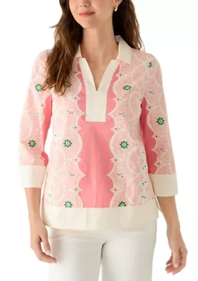 Women's 3/4 Sleeve Popover Top