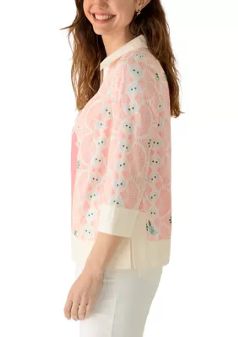 Women's 3/4 Sleeve Popover Top