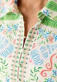 Women's Short Flutter Sleeve Poplin Top