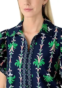 Women's Short Flutter Sleeve Poplin Top