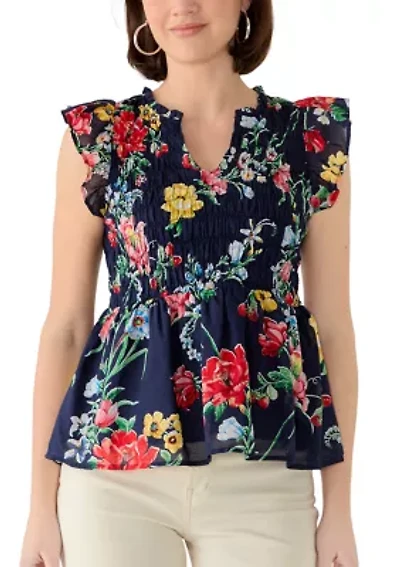 Women's Short Sleeve Smocked Top