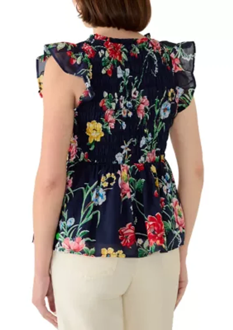 Women's Short Sleeve Smocked Top