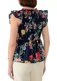 Women's Short Sleeve Smocked Top