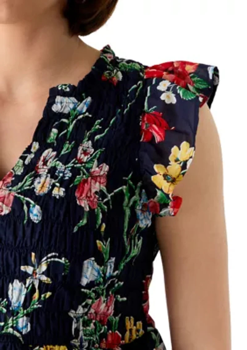 Women's Short Sleeve Smocked Top