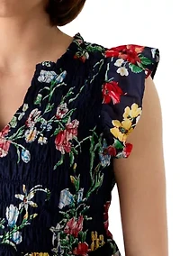 Women's Short Sleeve Smocked Top