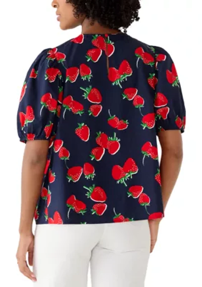 Women's Short Sleeve Smocked Printed Top