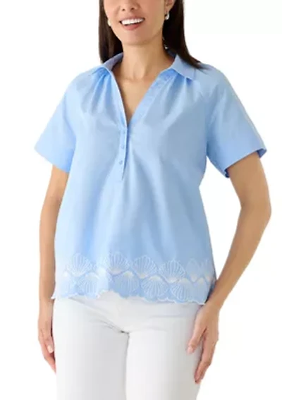 Women's Cotton Popover Top