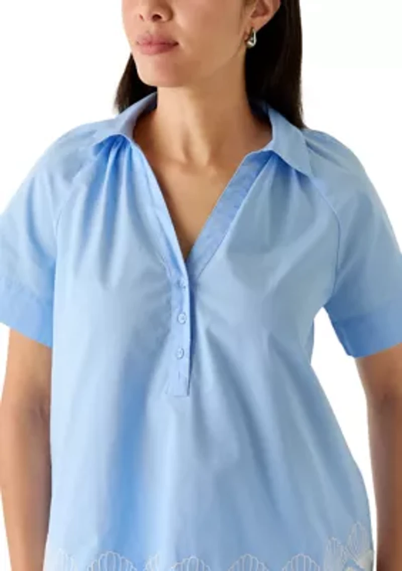 Women's Cotton Popover Top