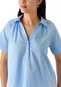 Women's Cotton Popover Top