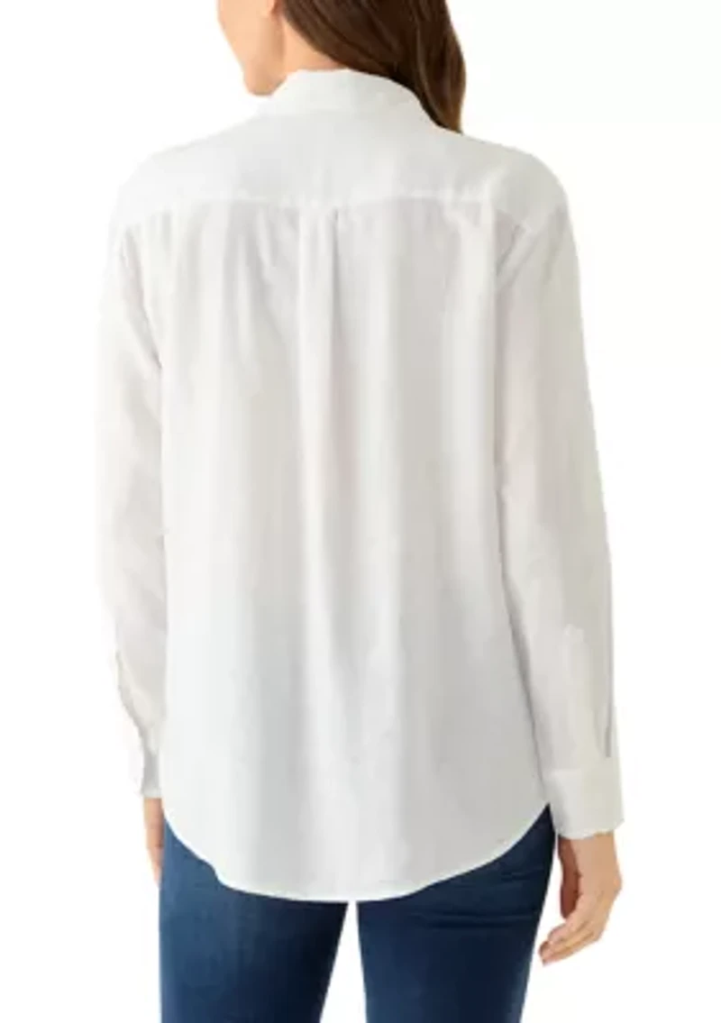 Women's Long Sleeve Linen Boyfriend Shirt