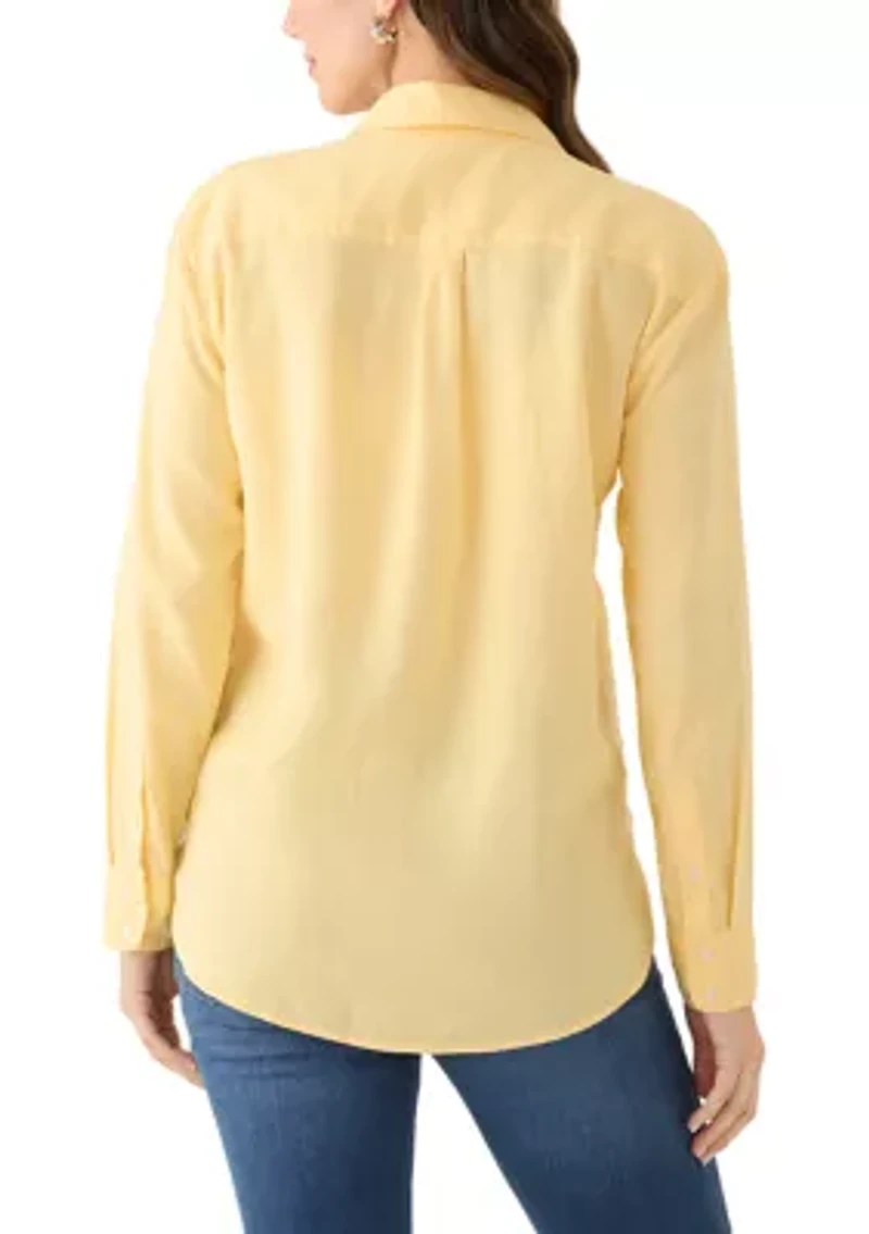 Women's Long Sleeve Linen Boyfriend Shirt