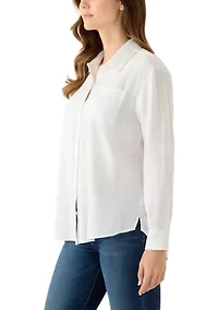 Women's Long Sleeve Linen Boyfriend Shirt