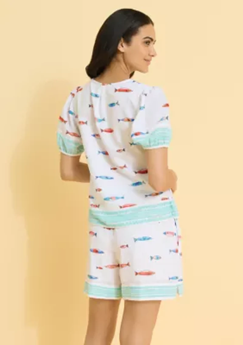 Sewing Down South x Crown & Ivy™ Current Short Sleeve Printed Blouse