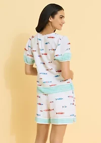 Sewing Down South x Crown & Ivy™ Current Short Sleeve Printed Blouse