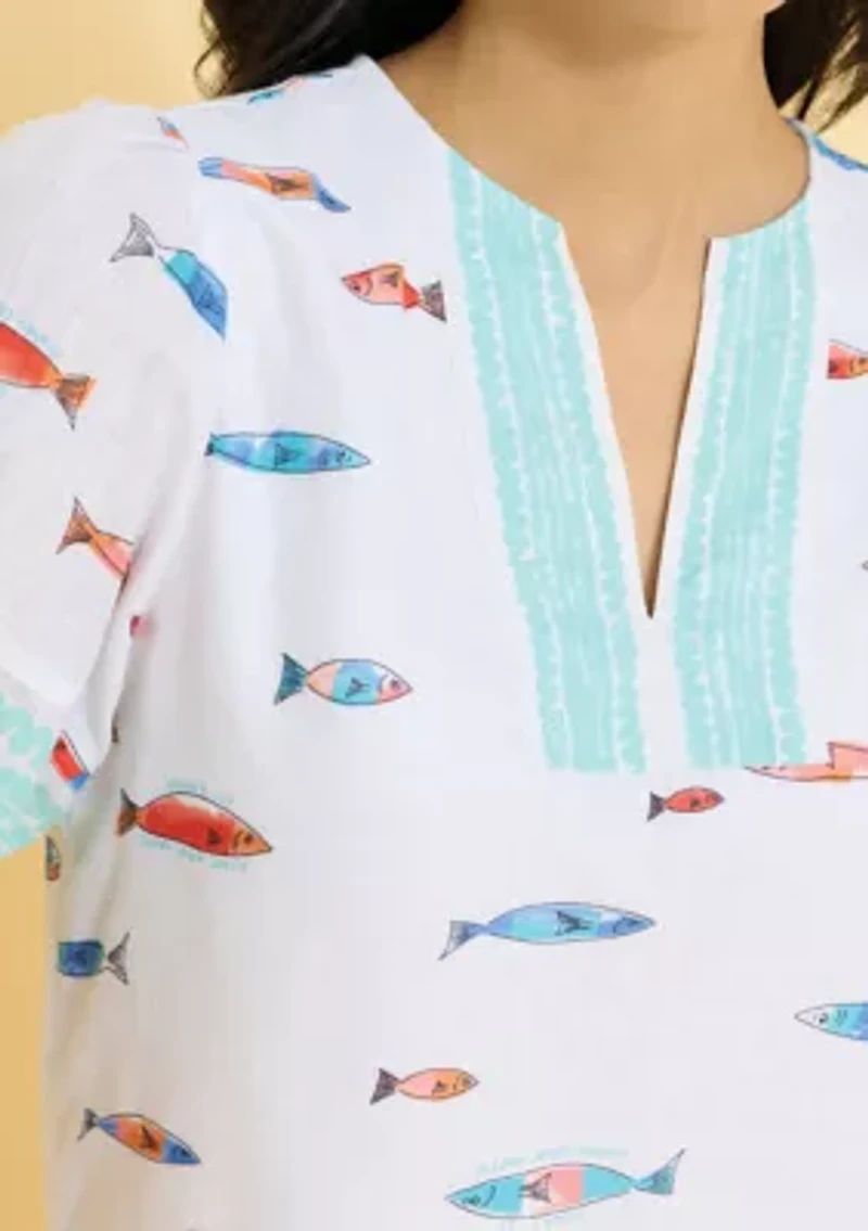 Sewing Down South x Crown & Ivy™ Current Short Sleeve Printed Blouse