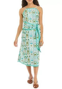 Petite Printed Halter Midi Dress