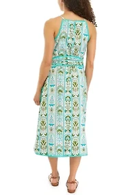 Petite Printed Halter Midi Dress
