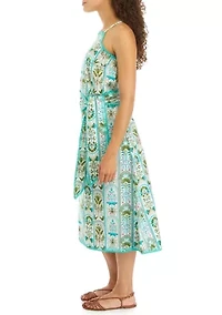 Petite Printed Halter Midi Dress