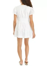 Petite Flutter Sleeve Waisted Midi Dress