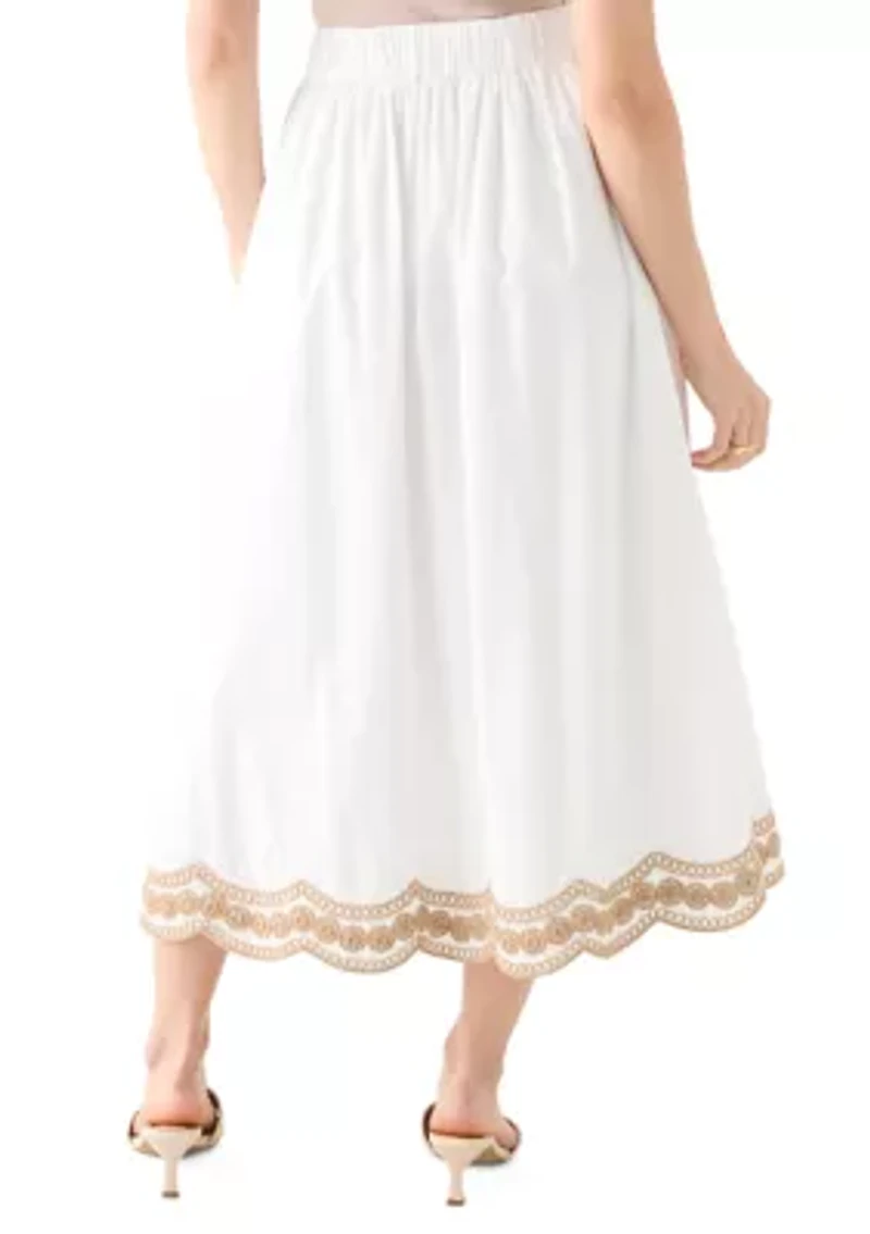 Petite Side Seam Pocketed Embroidered Skirt
