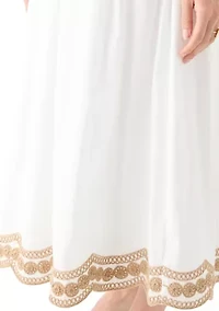 Petite Side Seam Pocketed Embroidered Skirt