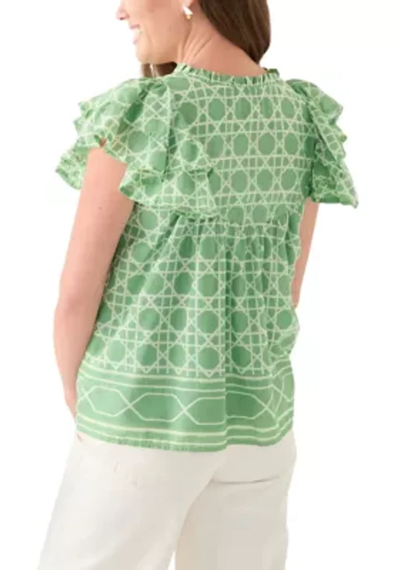 Petite Flutter Sleeve Printed Top