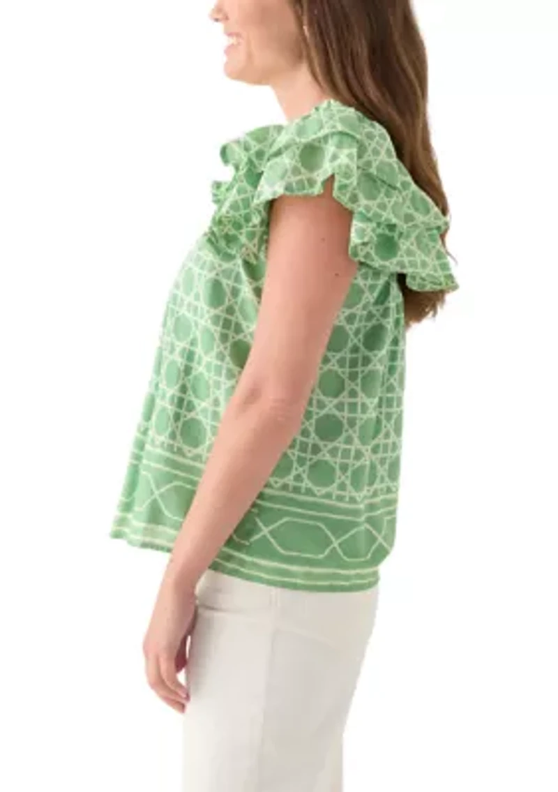 Petite Flutter Sleeve Printed Top