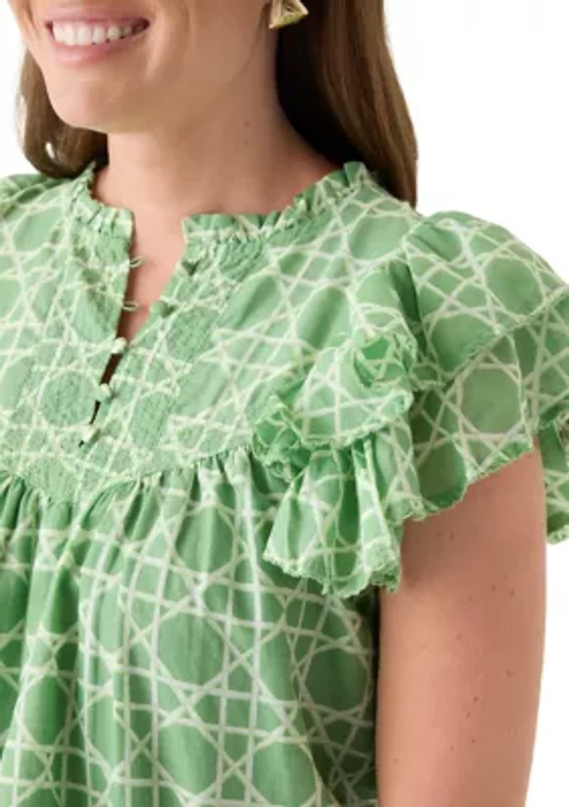 Petite Flutter Sleeve Printed Top