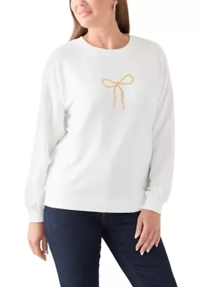 Petite Long Sleeve Embroidered Sweatshirt