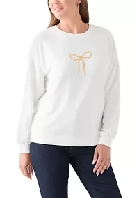 Petite Long Sleeve Embroidered Sweatshirt