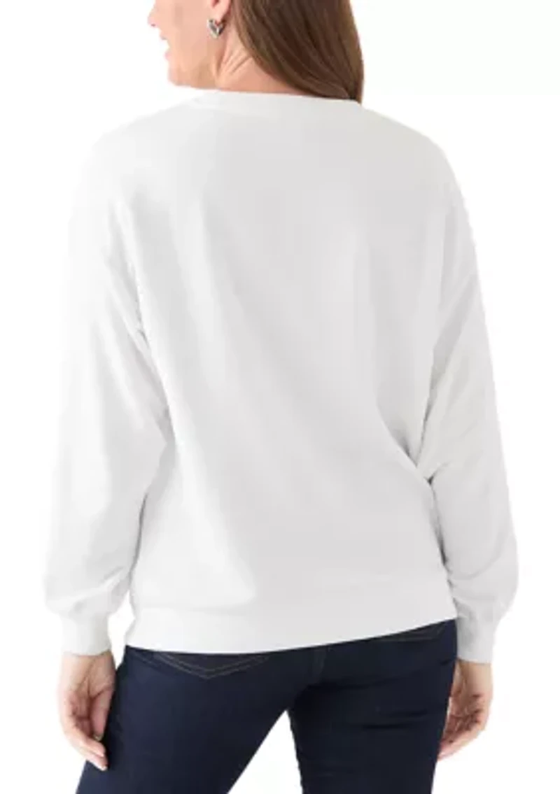 Petite Long Sleeve Embroidered Sweatshirt