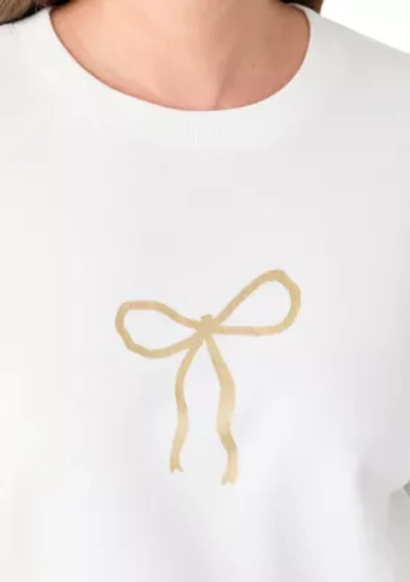 Petite Long Sleeve Embroidered Sweatshirt