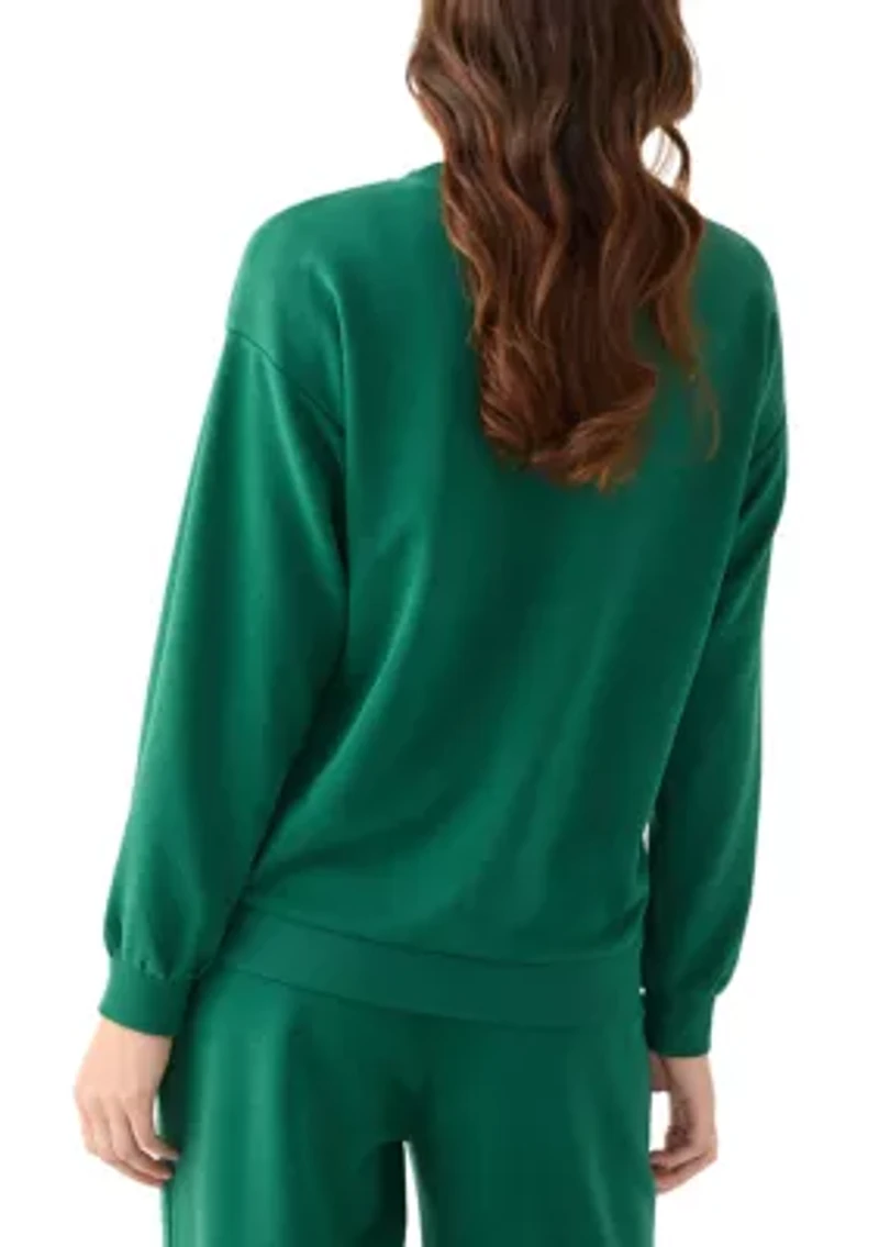 Petite Long Sleeve Embroidered Sweatshirt