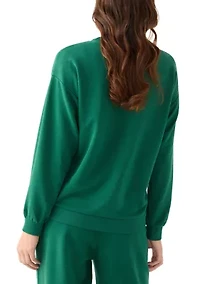 Petite Long Sleeve Embroidered Sweatshirt