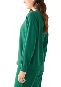 Petite Long Sleeve Embroidered Sweatshirt