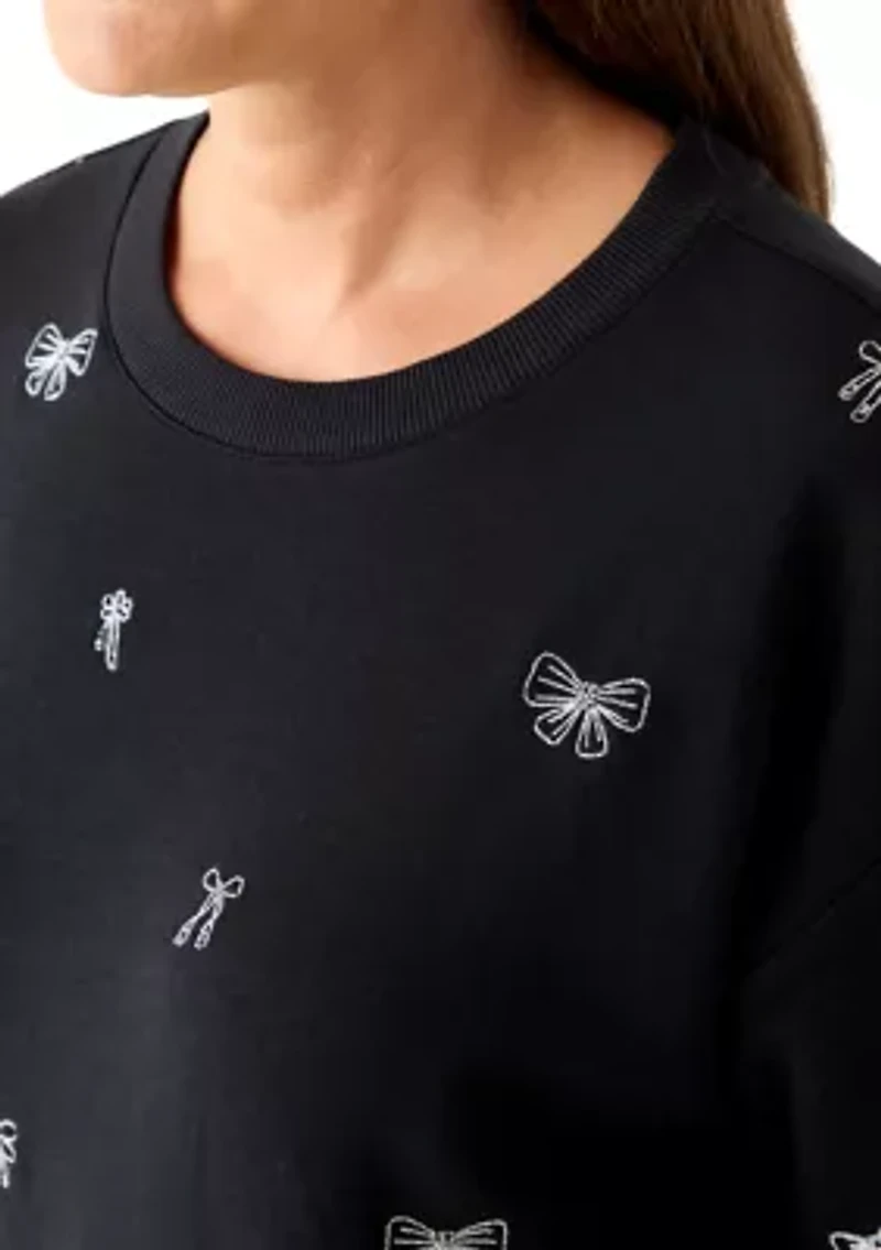 Petite Long Sleeve Embellished Sweatshirt