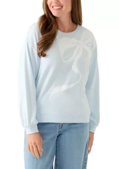 Petite Long Sleeve Graphic Sweeper Sweatshirt