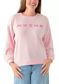 Petite Long Sleeve Graphic Sweeper Sweatshirt