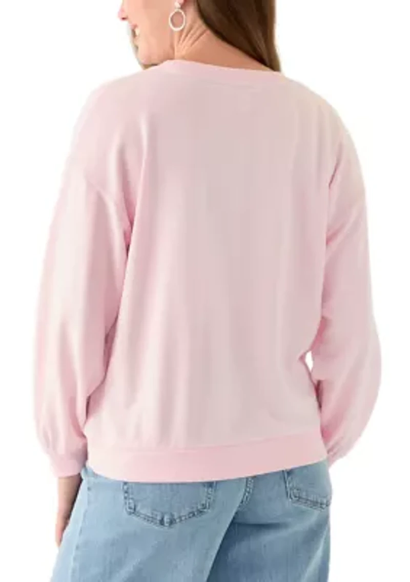 Petite Long Sleeve Graphic Sweeper Sweatshirt