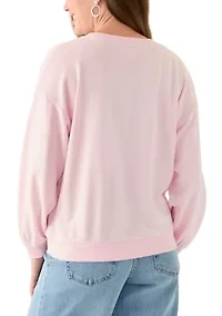 Petite Long Sleeve Graphic Sweeper Sweatshirt